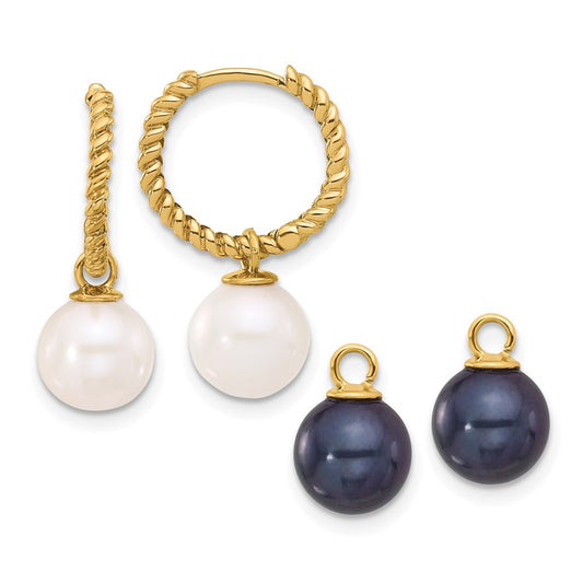 Gold FWC Pearl Dangle Hoop Earrings Sets