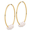 14K 8-9mm White Round Freshwater Cultured 3-Pearl Endless Hoop Earrings