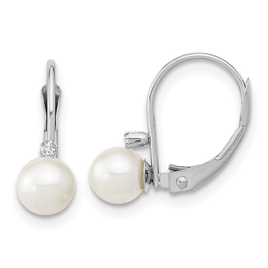 FWC Pearl & Diamond Leverback Earrings