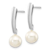 6-7mm White Round FWC Pearl Dangle Post Earrings