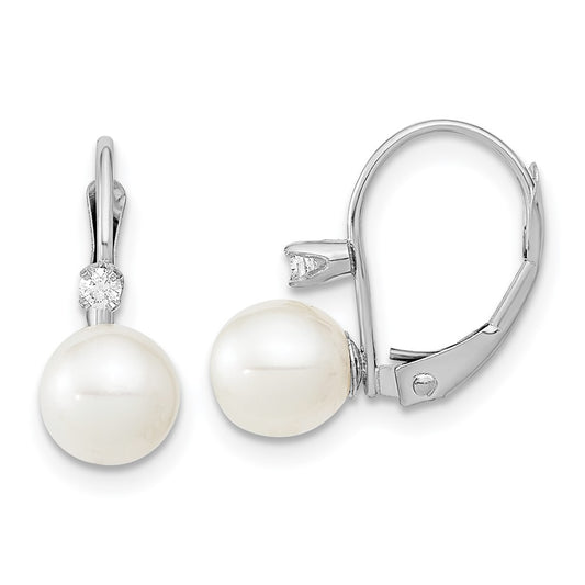 FWC Pearl & Diamond Leverback Earrings