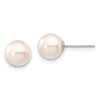 14k White Gold 7-8mm White Round Akoya Saltwater Cultured Pearl Post Earrings