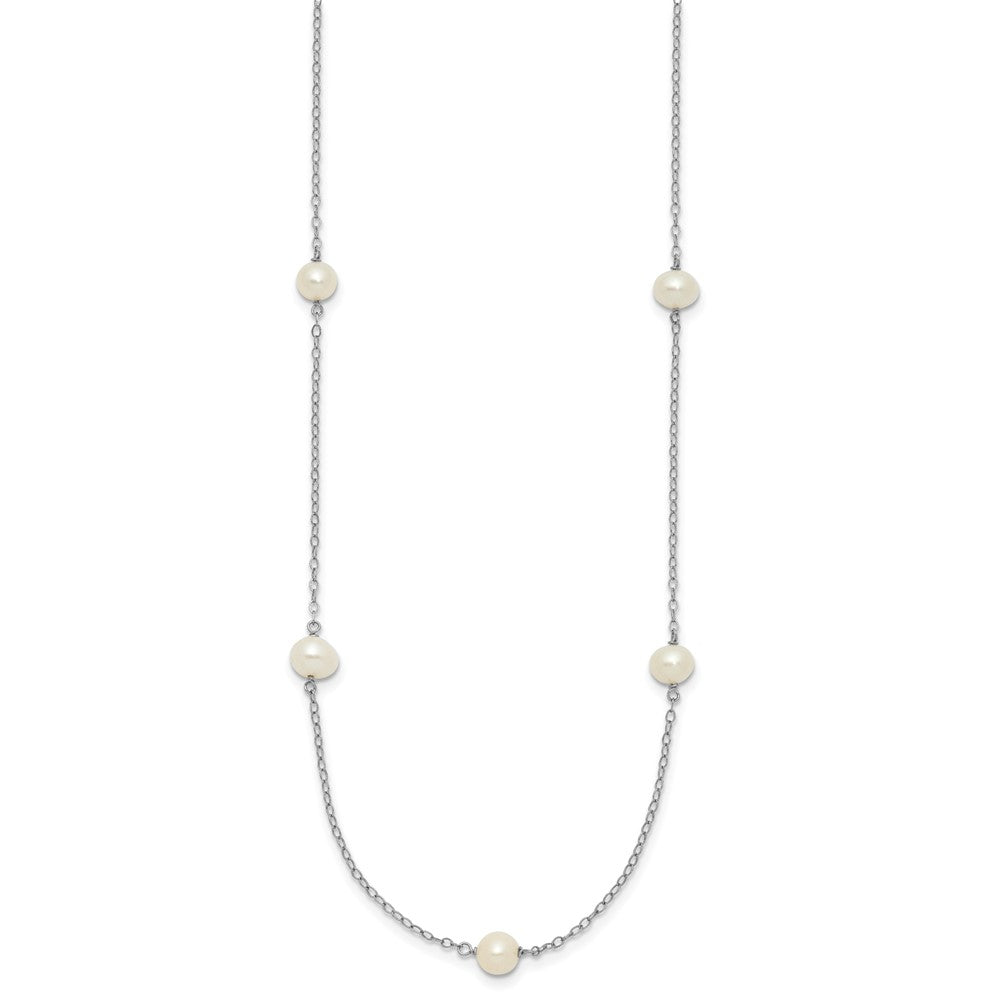 Gold Freshwater Cultured White Near Round Pearl Necklace
