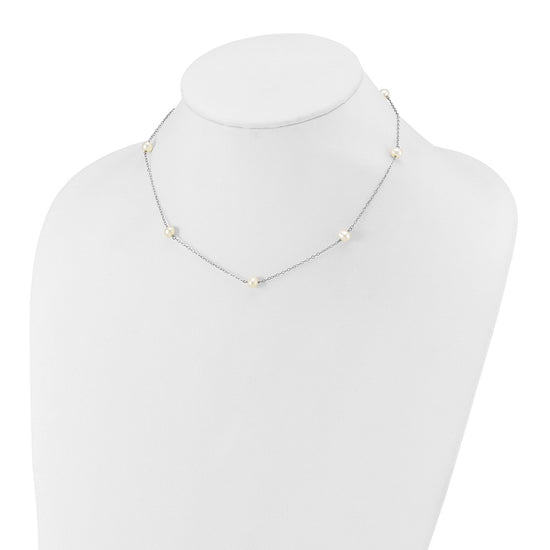 Gold Freshwater Cultured White Near Round Pearl Necklace
