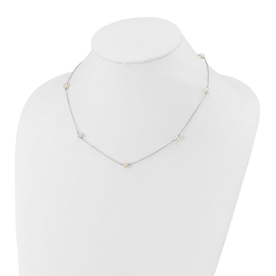 Gold Freshwater Cultured White Near Round Pearl Necklace