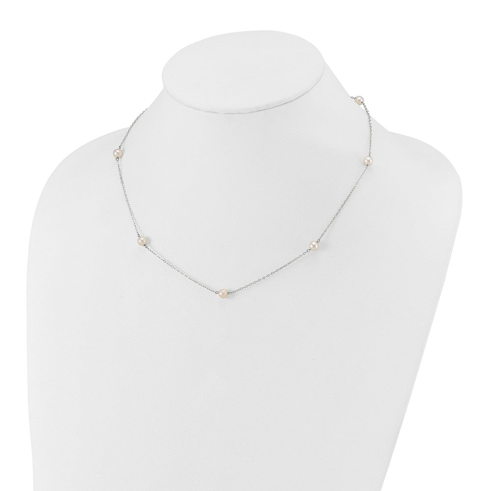 Gold Freshwater Cultured White Near Round Pearl Necklace