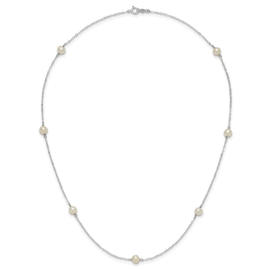 Gold Freshwater Cultured White Near Round Pearl Necklace