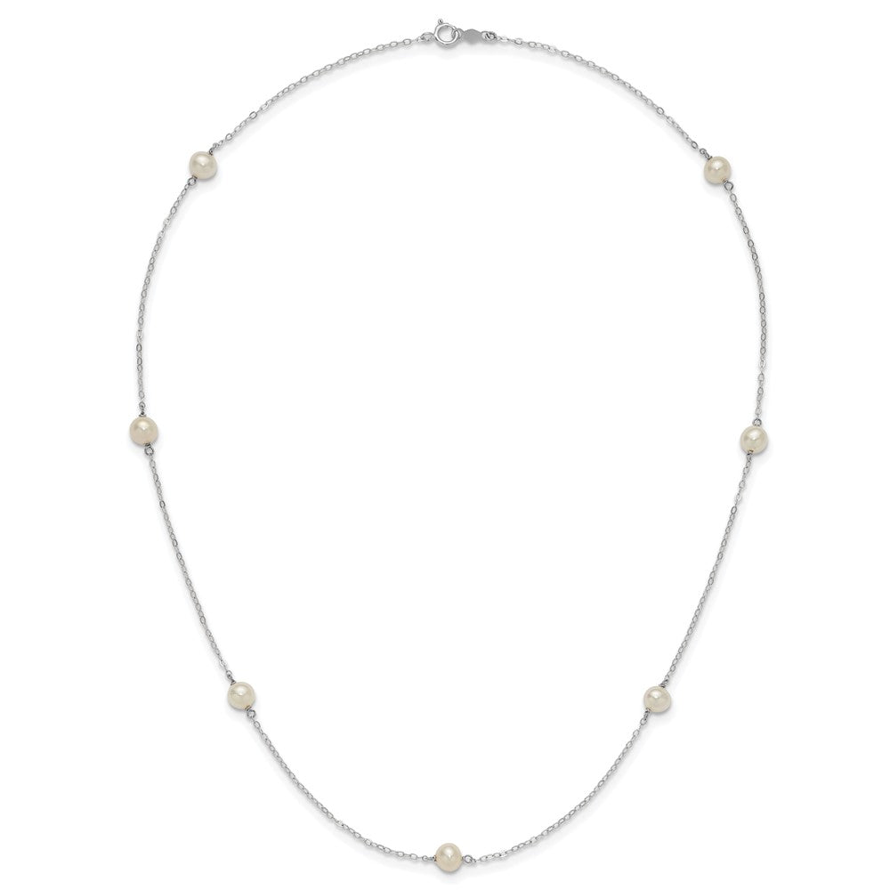 Gold Freshwater Cultured White Near Round Pearl Necklace