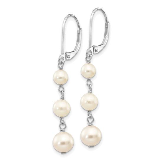 4-6mm Semi-round FW Cultured Pearl Graduated Leverback Earrings