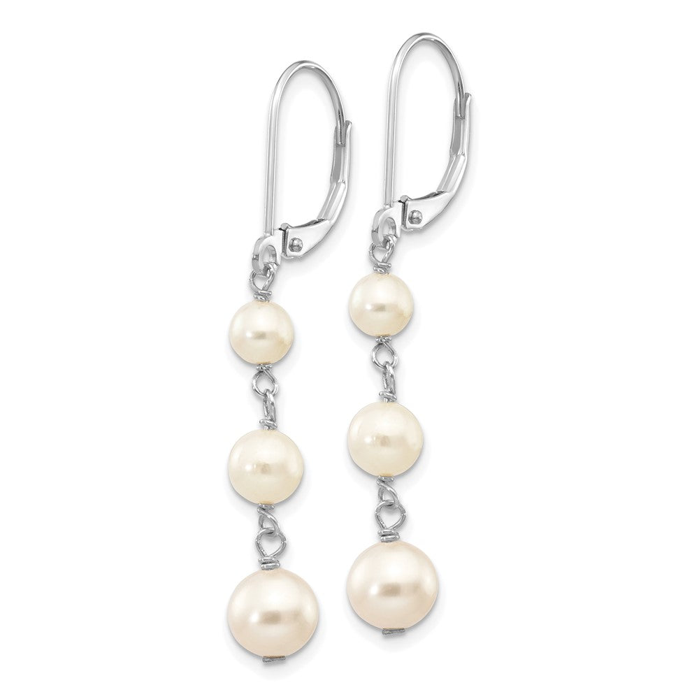 4-6mm Semi-round FW Cultured Pearl Graduated Leverback Earrings