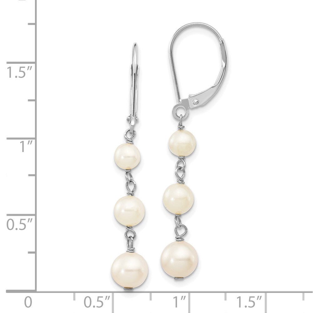 4-6mm Semi-round FW Cultured Pearl Graduated Leverback Earrings