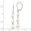 14k White Gold 4-6mm White Semi-Round Freshwater Cultured Pearl Dangle Leverback Earrings