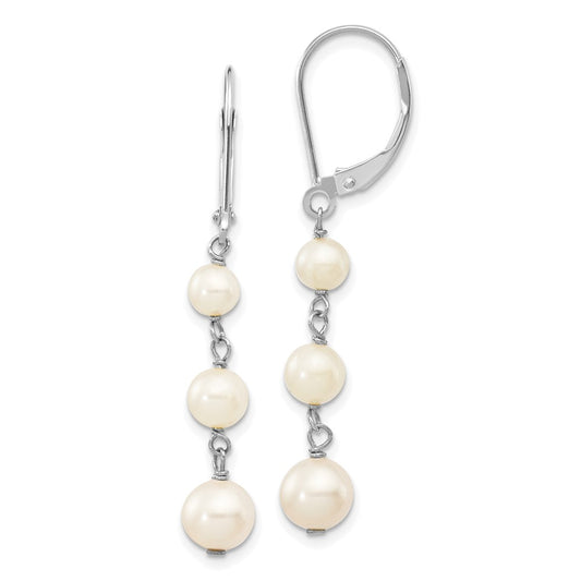4-6mm Semi-round FW Cultured Pearl Graduated Leverback Earrings
