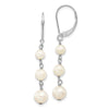 14k White Gold 4-6mm White Semi-Round Freshwater Cultured Pearl Dangle Leverback Earrings
