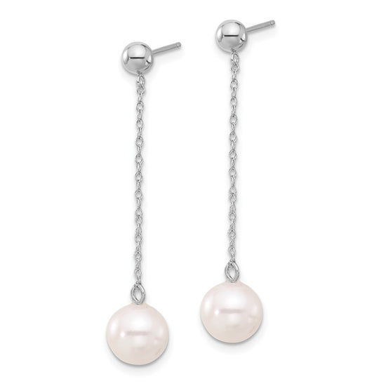 Fresh Water Cultured Round Pearl Dangle Post Earrings