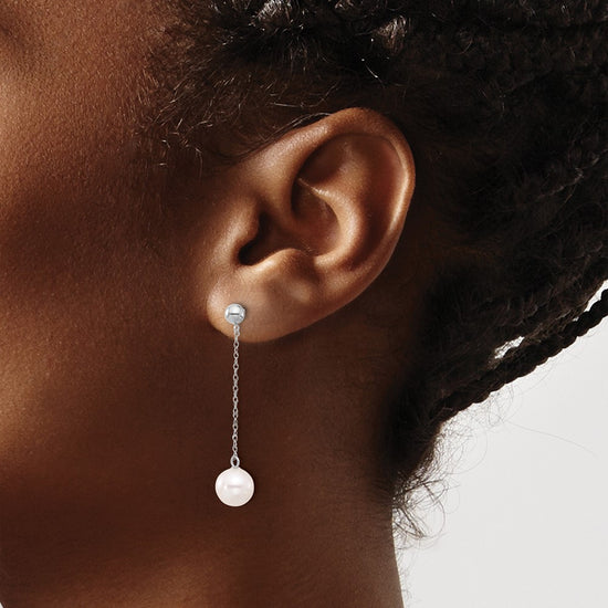 Fresh Water Cultured Round Pearl Dangle Post Earrings