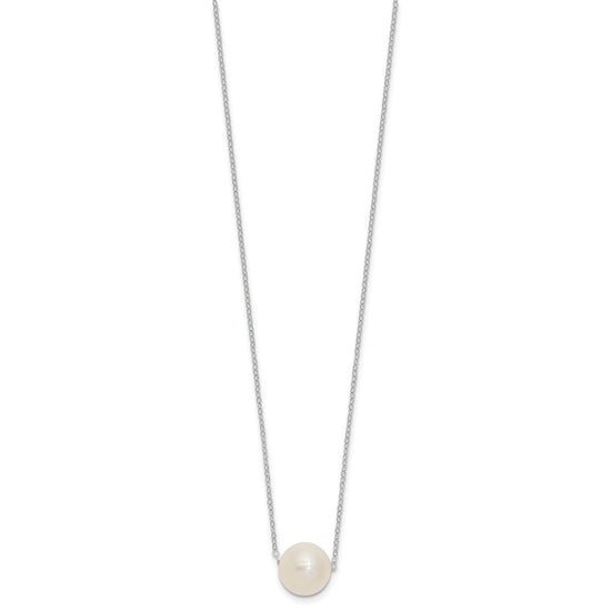 14k White Gold 10-11mm White Near Round Freshwater Cultured Pearl 17 inch Necklace