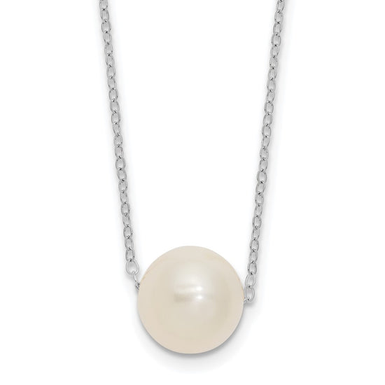 14k White Gold 10-11mm White Near Round Freshwater Cultured Pearl 17 inch Necklace