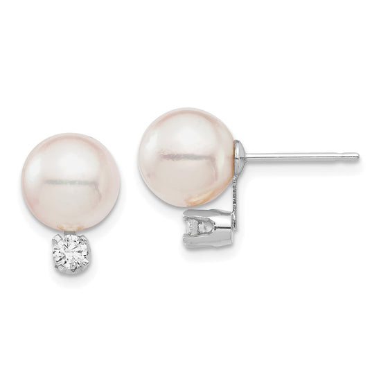 Saltwater Akoya Pearl & Diamond Post Earrings