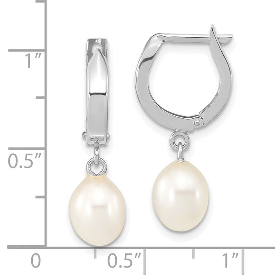 Gold FWC Pearl Dangle Hoop Earrings