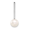 14K White Gold 8-9mm Round White Freshwater Cultured Pearl Drop Chain Slide