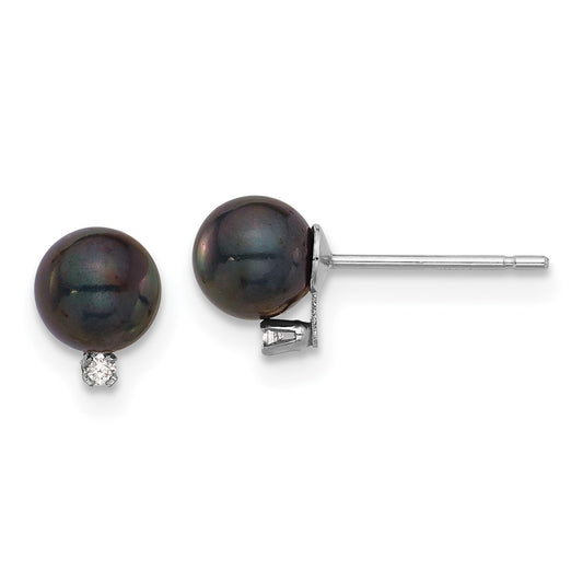 Saltwater Akoya Pearl & Diamond Post Earrings