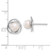 14k White Gold 6-7mm White Round Akoya Saltwater Cultured Pearl Love Knot Post Earrings