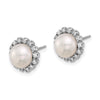 7-8mm Button Freshwater Cultured Pearl and .28ct Dia Post Earrings