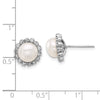 7-8mm Button Freshwater Cultured Pearl and .28ct Dia Post Earrings