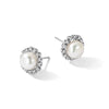 7-8mm Button Freshwater Cultured Pearl and .28ct Dia Post Earrings