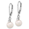 7-8mm FWC Pearl & Diamond Leverback Dangle Earrings