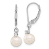 7-8mm FWC Pearl & Diamond Leverback Dangle Earrings