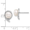 14k White Gold 7-8mm White Button Freshwater Cultured Pearl Post Earrings