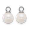 14k White Gold 7-8mm Black and White Freshwater Cultured Pearl Removable Dangle Hoop Earrings