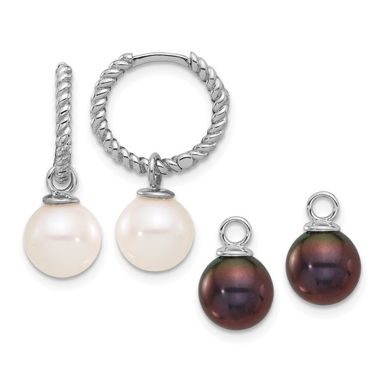 Gold FWC Pearl Dangle Hoop Earrings Sets