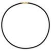 14k Yellow Clasp 3mm 18 inch Black Rubber Cord Necklace
