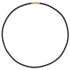 14k Yellow Clasp 3mm 20 inch Black Rubber Cord Necklace