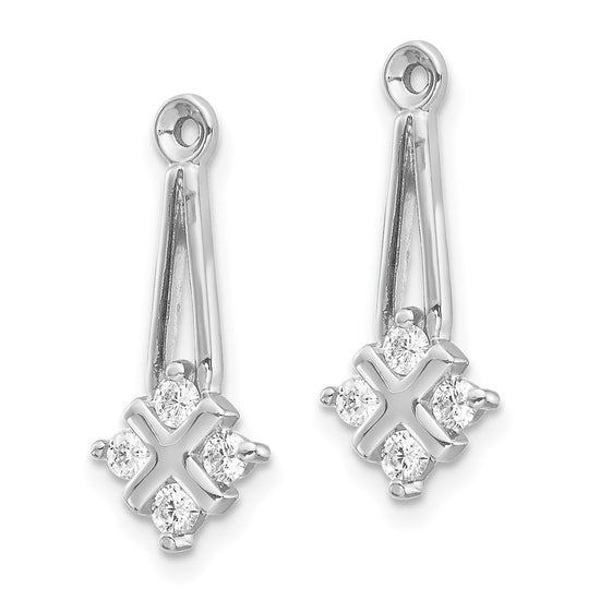 14k White Gold 1/4 carat A Diamond Dangle Cluster Earring Jackets