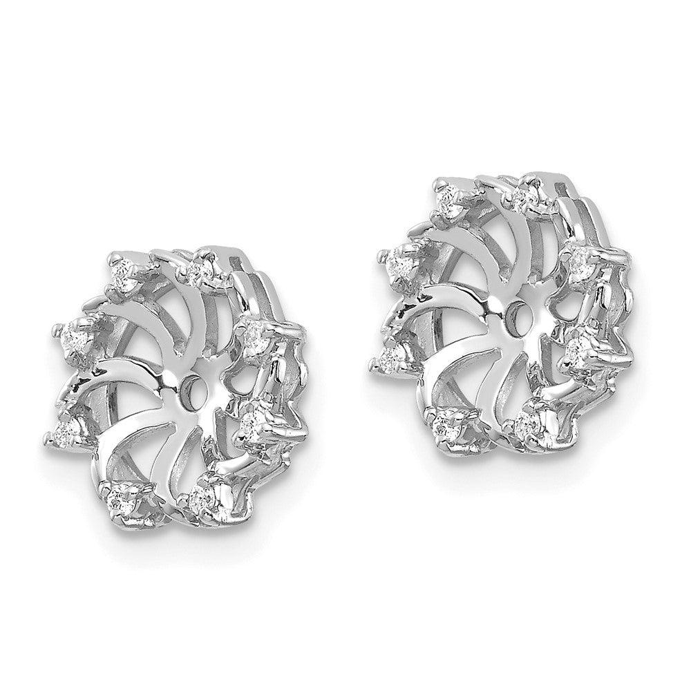 14k White Gold 1/15 carat AAA Diamond Earring Jackets