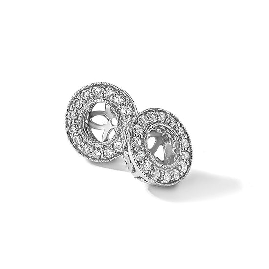 14k White Gold 1/3 carat AA Diamond Circle Earring Jackets