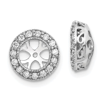 14k White Gold 1/3 carat AA Diamond Circle Earring Jackets
