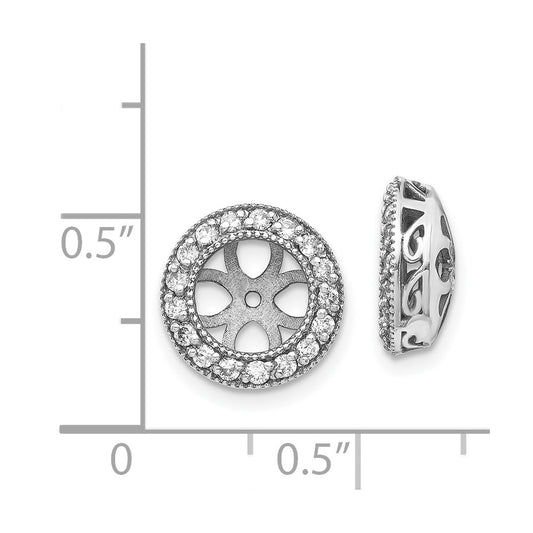 14k White Gold 3/8 carat AA Diamond Circle Earring Jackets