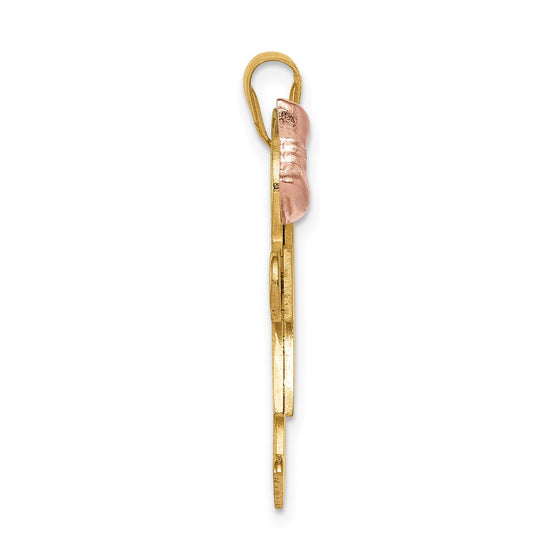 14k Tri-color The Kids Medium Girl on Left and Boy on Right Engravable Kiss Charm