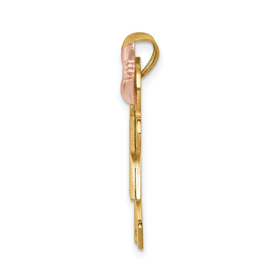 14k Tri-color The Kids Medium Boy on Left and Girl on Right Engravable Kiss Charm