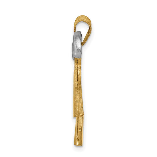 14k Two-tone The Kids Medium Double Boys Engravable Kiss Charm