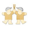 14k Two-tone The Kids Medium Double Boys Engravable Kiss Charm