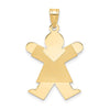 14k The Kids Solid Satin Medium Girl Engravable Joy Charm