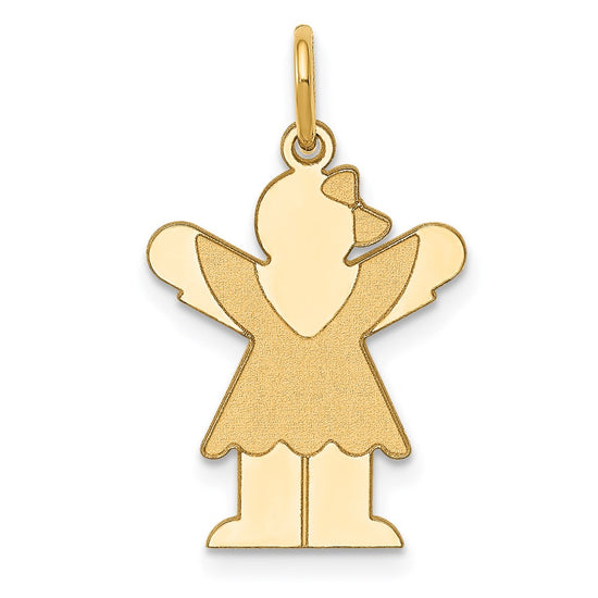 14k The Kids Small Girl with Ruffles Engravable Love Charm