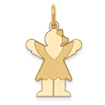 14k The Kids Small Girl with Ruffles Engravable Love Charm