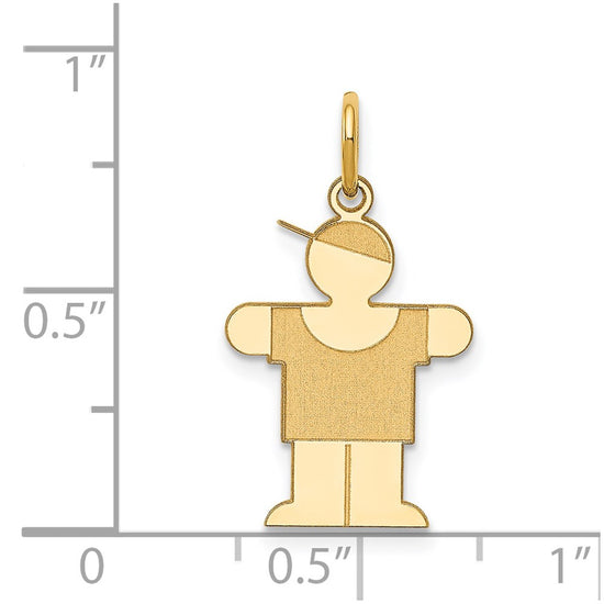 14k The Kids Small Boy with Hat Engravable Hugs Charm